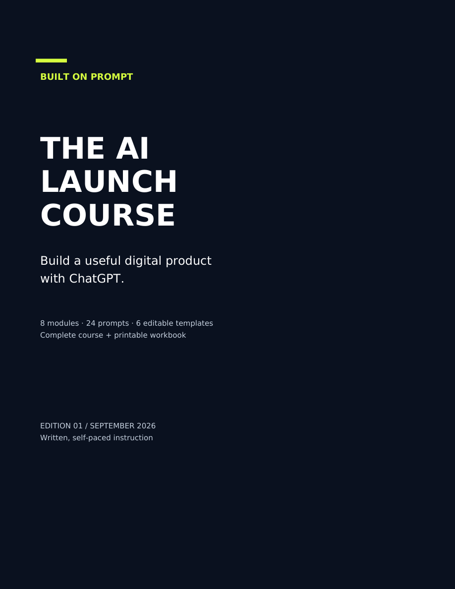 Cover of the AI Launch Course and printable workbook